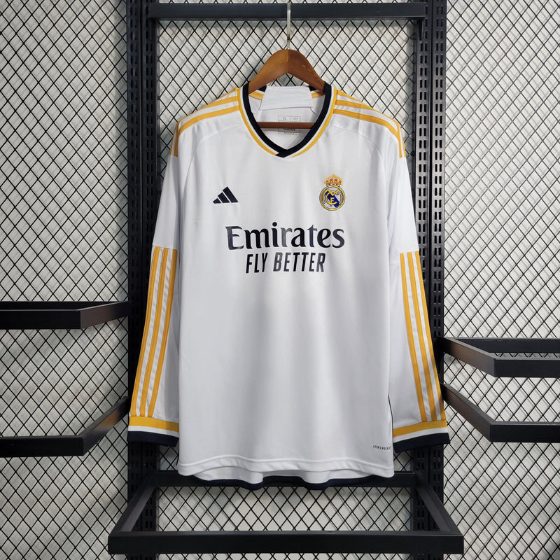Camisa Real Madrid Home Manga Longa 23/24 - Adidas Torcedor Masculina - Torcedor