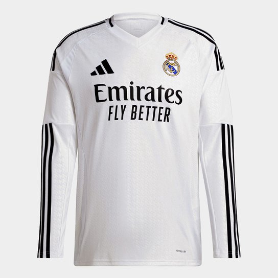 Camisa Real Madrid Home Manga Longa 24/25 - Adidas Torcedor Masculina