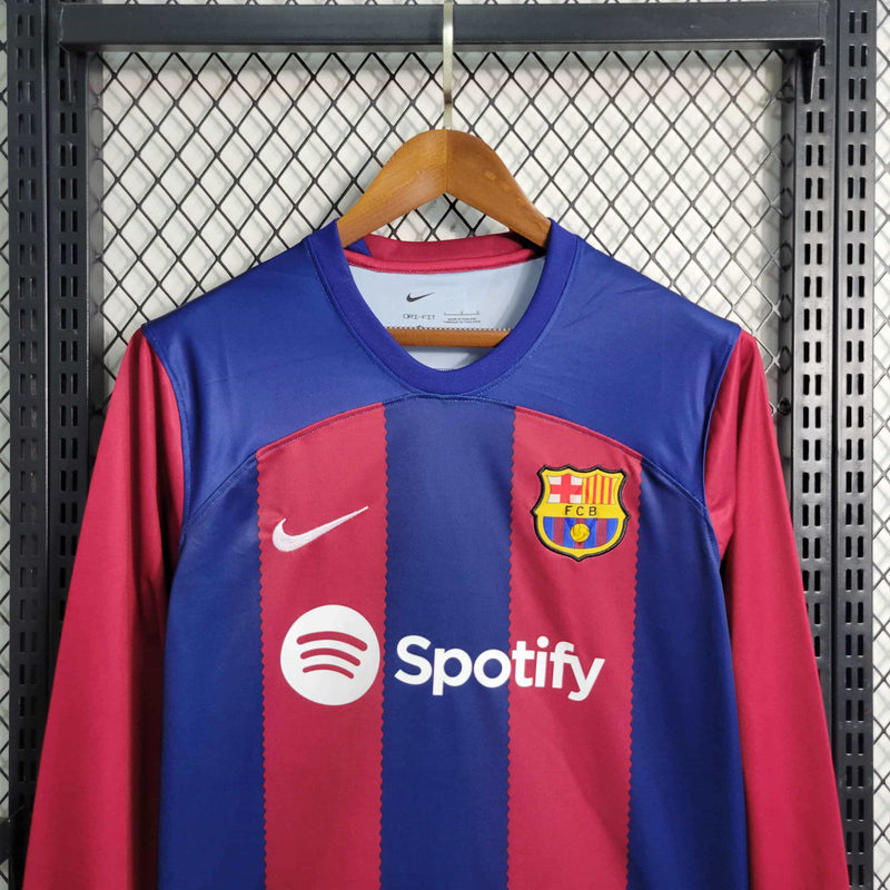 Camisa Barcelona Home Manga Longa 23/24 - Versão Torcedor